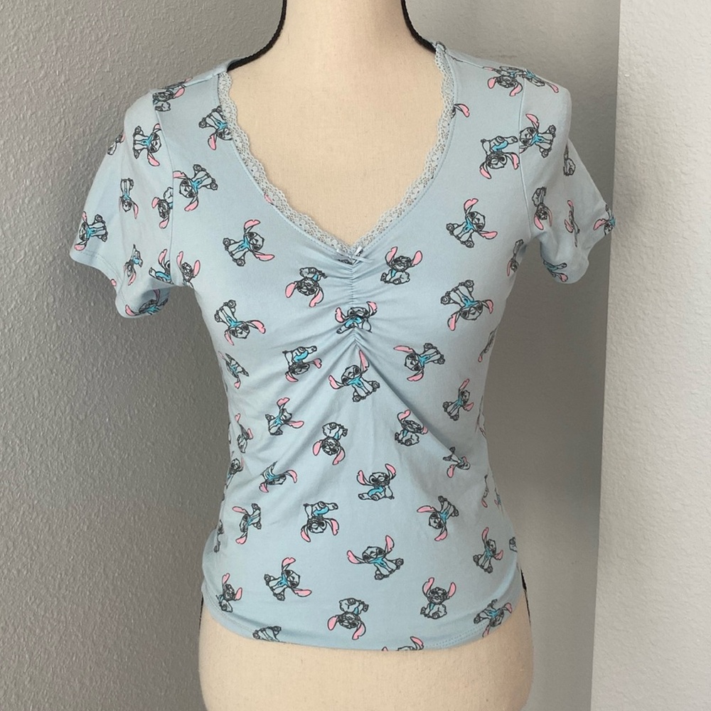 Disneys Stitch All Over Print V-neck Top